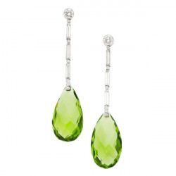 Sparkling Green Peridot Diamond Birthstone Sterling Silver Earrings - RKM Shipping Free　「イヤリング」「送料無料」