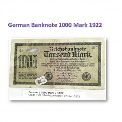 1000 マーク　ドイツ・ワイマール共和国　使用済み　紙幣　旧札　札　1922年 / 1000 Mark German/Weimar Republic Banknotes 1922, CBJ-N-10273