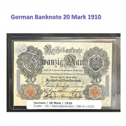 20 マーク　ドイツ ベルリン　使用済み　紙幣　旧札　札　1910年 / 20 Mark German Berlin Banknotes 1910, CBJ-N-12325