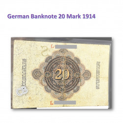 20 マーク　ドイツ ベルリン　使用済み　紙幣　旧札　札　1914年 / 20 Mark German Berlin Banknotes 1914, CBJ-N-10254