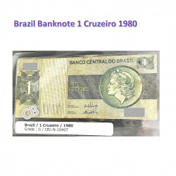 1 クルゼイロ　ブラジル　使用済み　紙幣　旧札　札　1980年 / 1 Cruzeiro Brasil banknotes 1980, CBJ-N-10407
