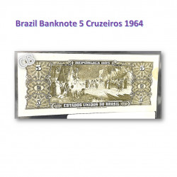 5 クルゼイロ　ブラジル　未使用　紙幣　札　1964年 / 5 Cruzeiros Brasil banknotes 1964 UNC, CBJ-N-10484