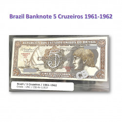 5 クルゼイロ　ブラジル　未使用　紙幣　札　1961-1962年 / 5 Cruzeiros Brasil banknotes 1961-1962 UNC, CBJ-N-11937