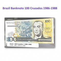 100 クルザード　ブラジル　未使用　紙幣　札　1986-1988年 / 100 Cruzados Brasil banknotes 1986-1988 UNC, CBJ-N-11901