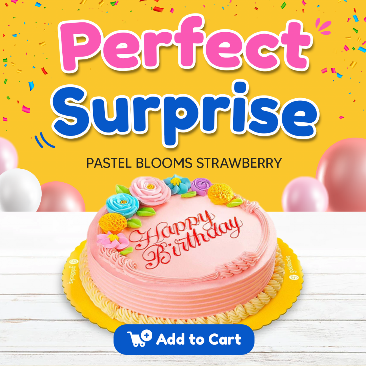 Goldilocks Pastel Blooms Strawberry Cake