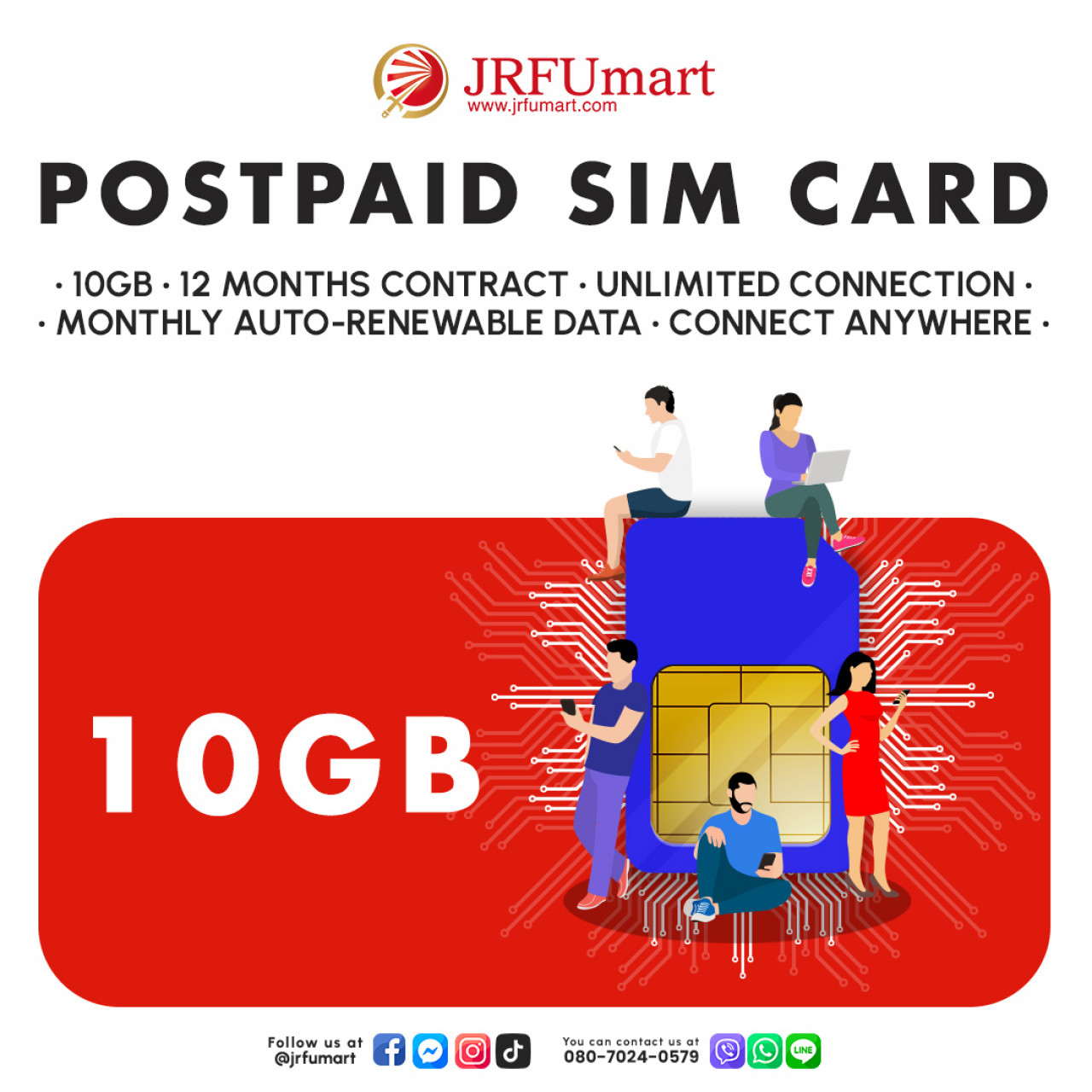 POSTPAID SIM CARD 10GB 12months contracts