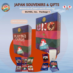 Japan Souvenirs & Gifts Package  #1:  Olives Playing Card+Japan and Olives Uno+Japan Cards | Showcase Japanese Culture | 1 deck each | 2 boxes
