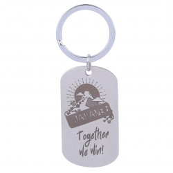 Circle Keychain - Japanese Souvenir Gift keyholder with embossed the Rising Sun, Mt. Fuji, Japan and the famous slogan, "Together We Win!" 10 Pieces | 1 Pack