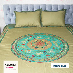 Green Circle Embroidery Bedsheet - allora_34