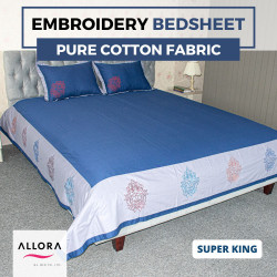 Blue Field Embroidery Bedsheet - allora_31