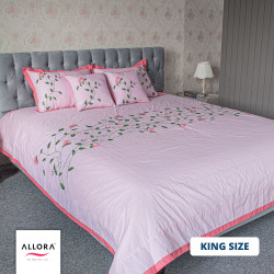 Baby Pink Embroidery Bed Sheet (5pcs Set) - allora_26