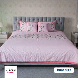 Baby Pink Embroidery Bed Sheet (5pcs Set) - allora_26