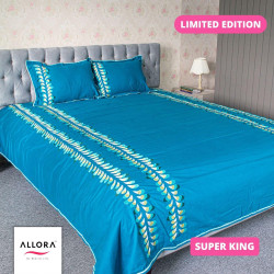 Peacock Blue Embroidery Bed sheet - allora_25