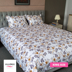 White Field Printed Bed Sheet - allora_24