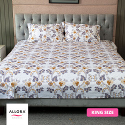 White Field Printed Bed Sheet - allora_24