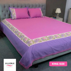 Pink Lavender Embroidery Bedsheet - allora_23