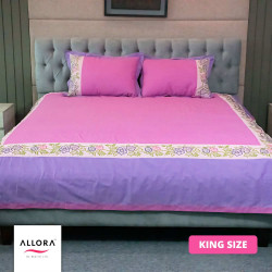 Pink Lavender Embroidery Bedsheet - allora_23