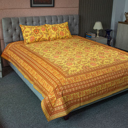 Yellow Screen Print Bed Sheet - allora_19