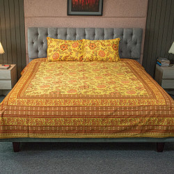 Yellow Screen Print Bed Sheet - allora_19