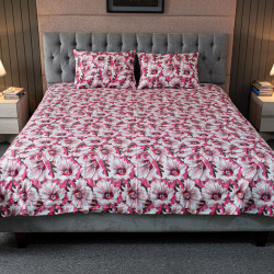 China Rose Print Bed Sheet – Pink - allora_17