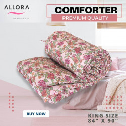 Pink & Green Flower Print Comforter - allora_61