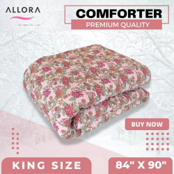 Pink & Green Flower Print Comforter - allora_61