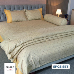 Printed Comforter Bedding Set (5Pcs) – Golden Colour - allora_59