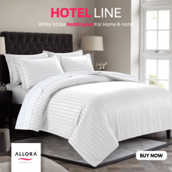 Exclusive White Stripe Comforter Bedding Set – 5 Pieces - allora_57