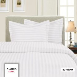 Exclusive White Stripe Comforter Bedding Set – 5 Pieces - allora_57