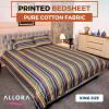 Navy Stripe Printed Bedsheet - allora_50