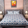 Blue Flower White Printed Bedsheet - allora_46