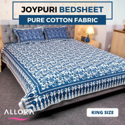 White Blue Print Bed Sheet - allora_43