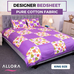 Purple Designer Century Print Bed Sheet - allora_41