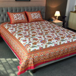 Blossom Dreams Print Bed Sheet – Persian Red - allora_15