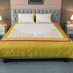 Yellow Dream Embroidery Bed Sheet - allora_08