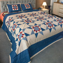 Multi-Seasonal Quilt | Bed Cover – Blue Brown - allora_77