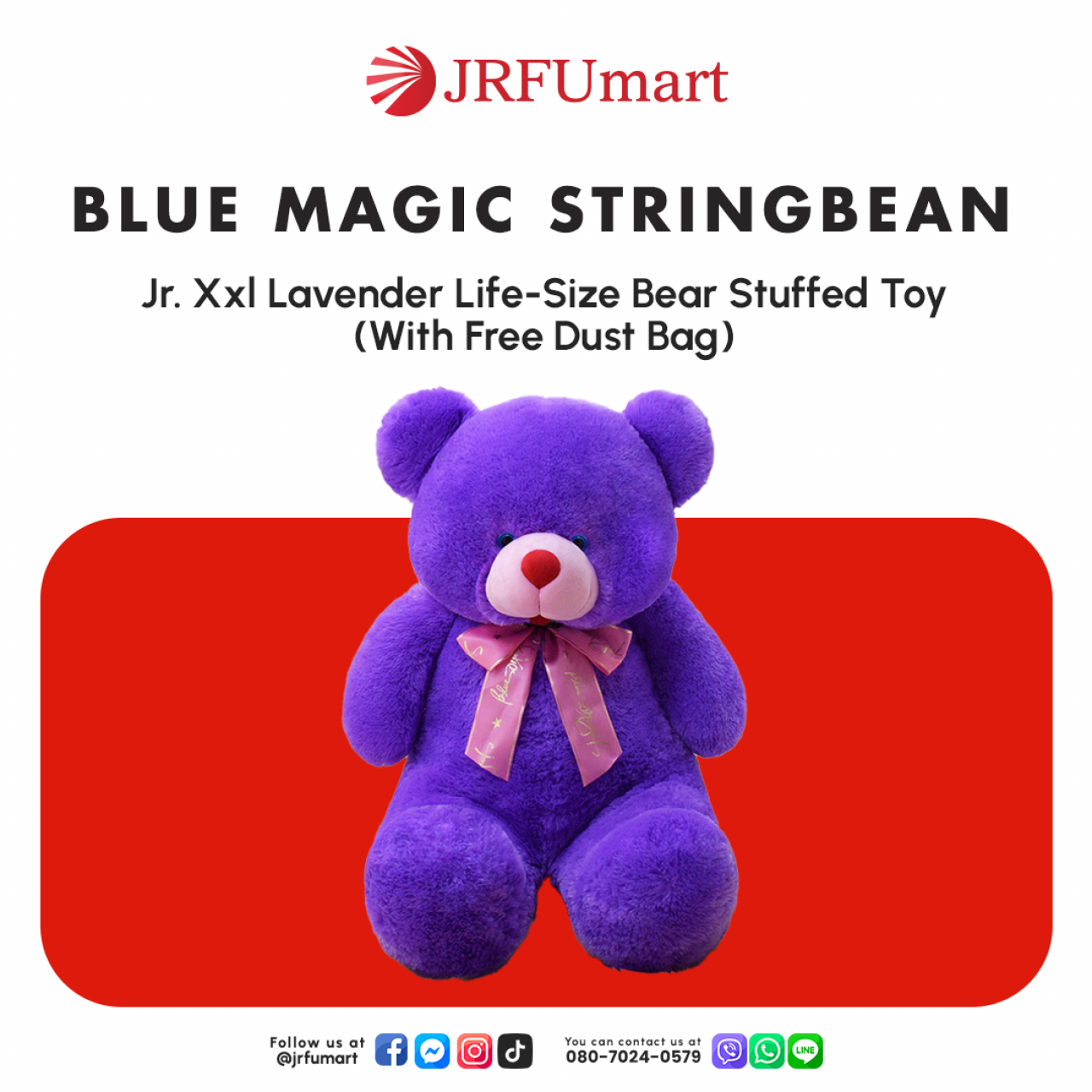 Blue Magic Stringbean, Jr. Xxl Lavender Life-Size Bear Stuffed Toy ...