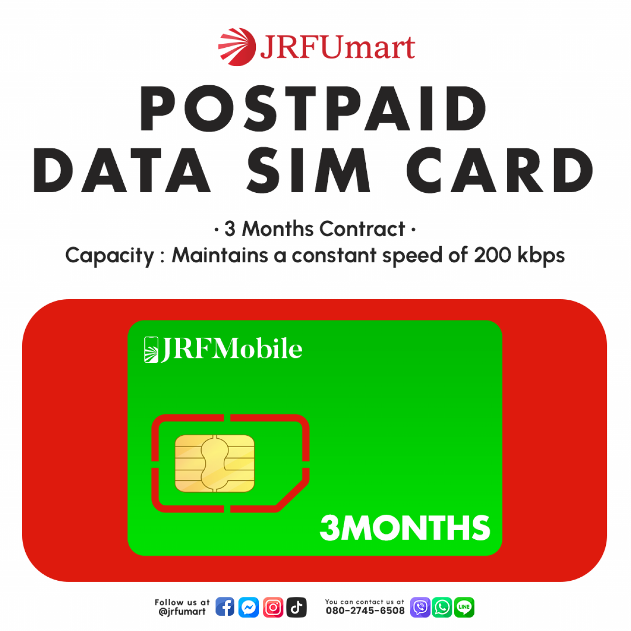 DATA SIM CARD 200kbps 3months contract