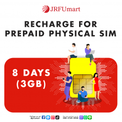 Recharge 3GB 8days：Prepaid physical SIM only