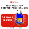 Recharge 30GB31days：Prepaid physical SIM only