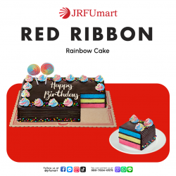 Red Ribbon Rainbow Cake